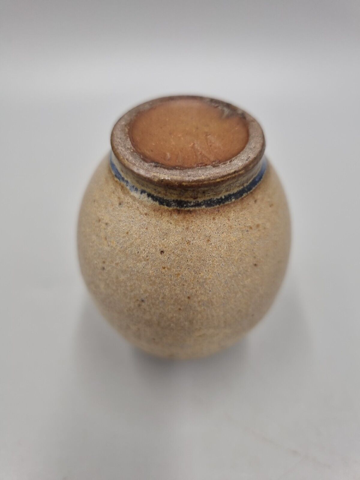 Studio Pottery Miniature Bud / Posy Footed Ovoid Vase, Scandinavian, Signed 'W'.