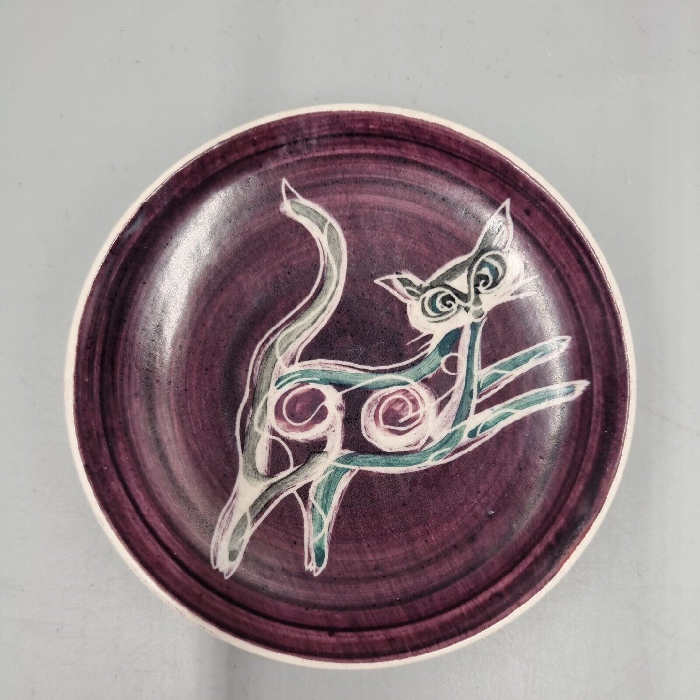 A Jo Lester Isle Of Wight Pottery, 1950s - 1970s, Cat Pin Dish, VGC.