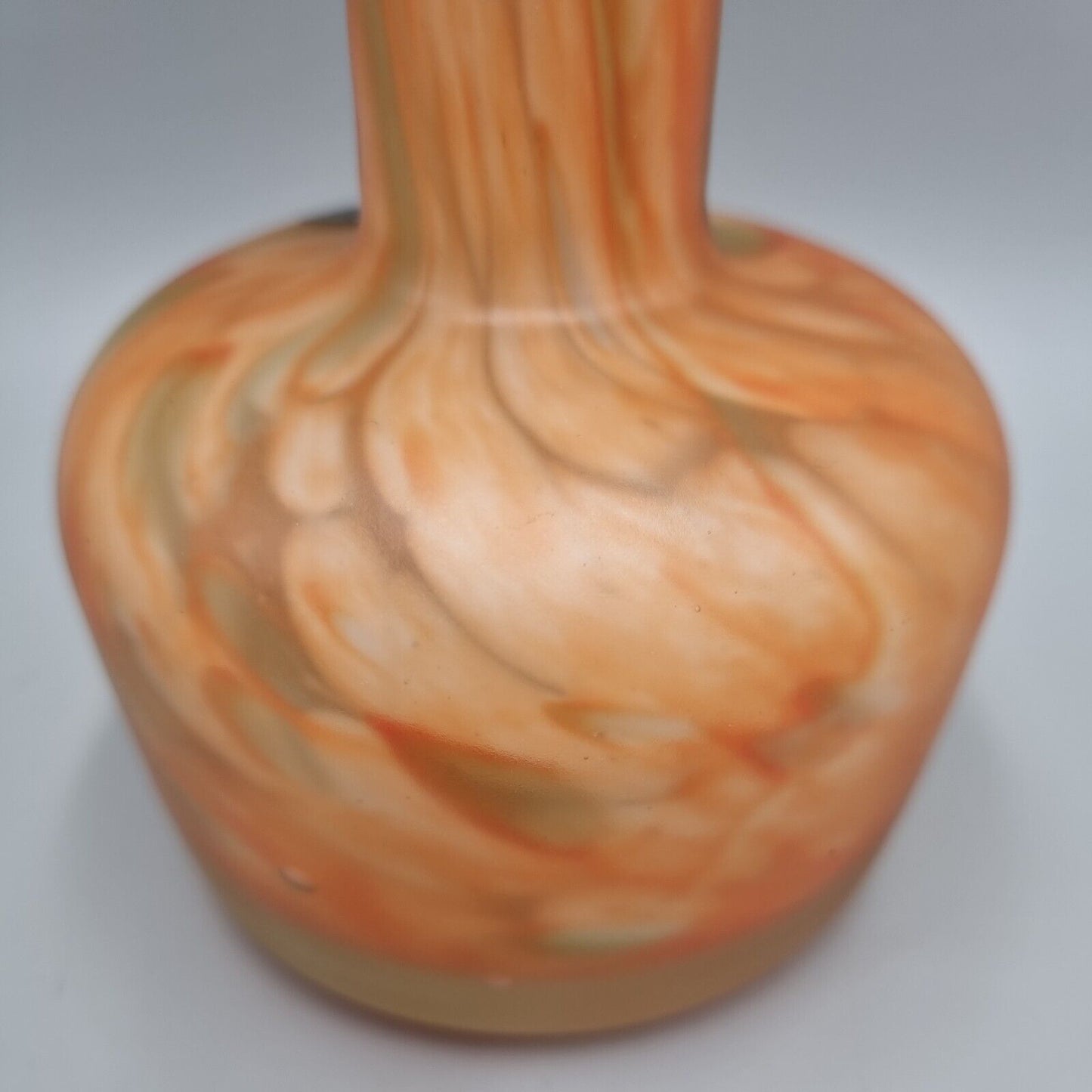 A Vintage Maltese Art Glass Mottled Orange Vase Mtarfa, Etched To Base.