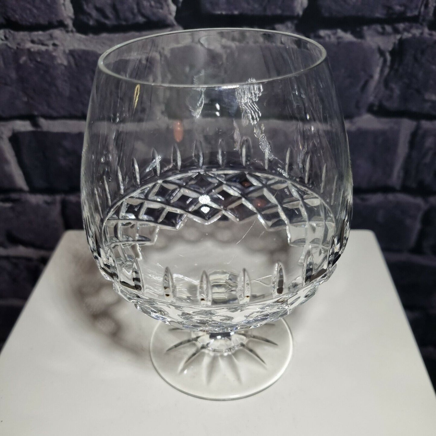 Galway Irish Crystal Brandy Glass Diamond Pattern H-13cm, VGC.