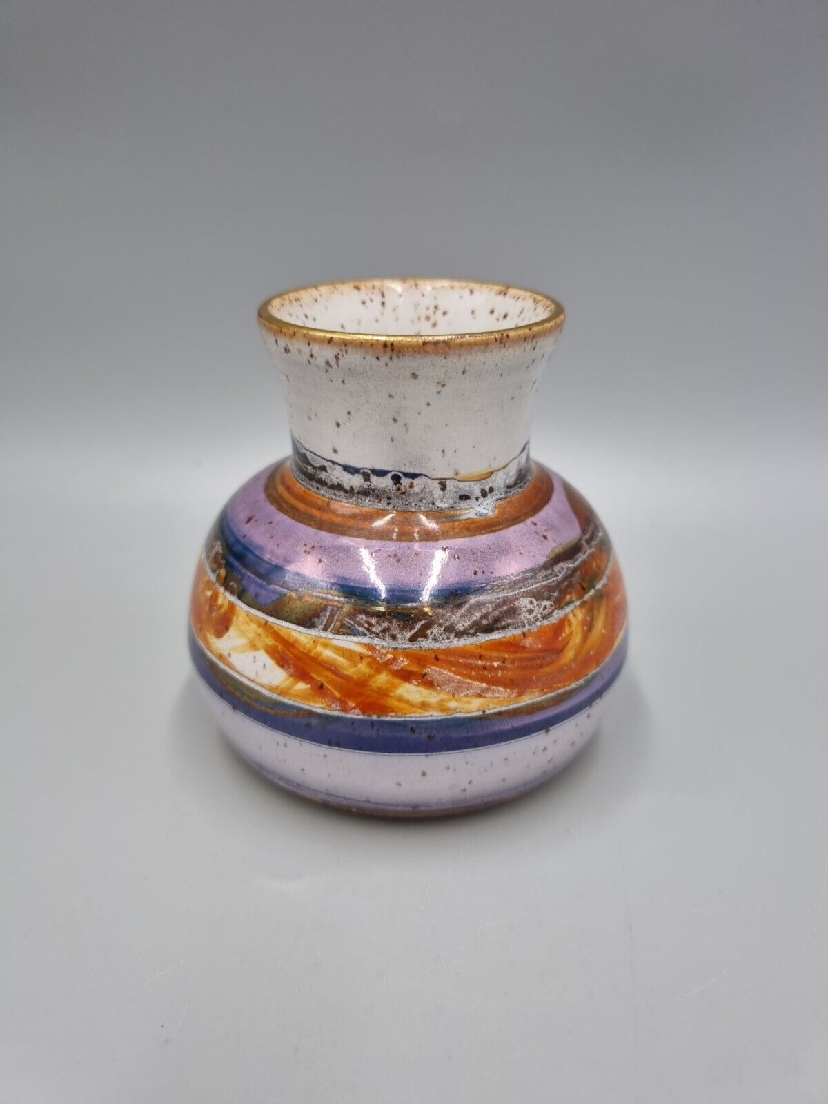 A Studio Pottery Bulb Lustre Vase Signed To Base.