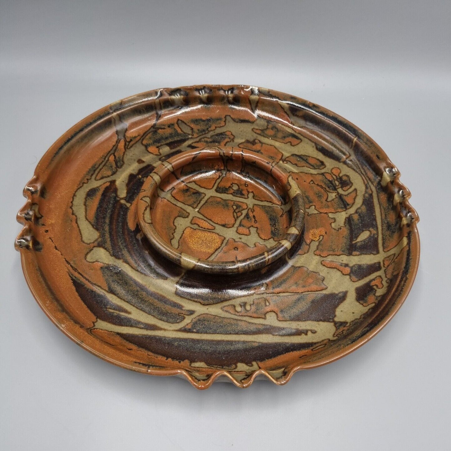 A Burnay Pottery Large Plate / Platter Hand Made By Peter & Trudes Vendelbosch