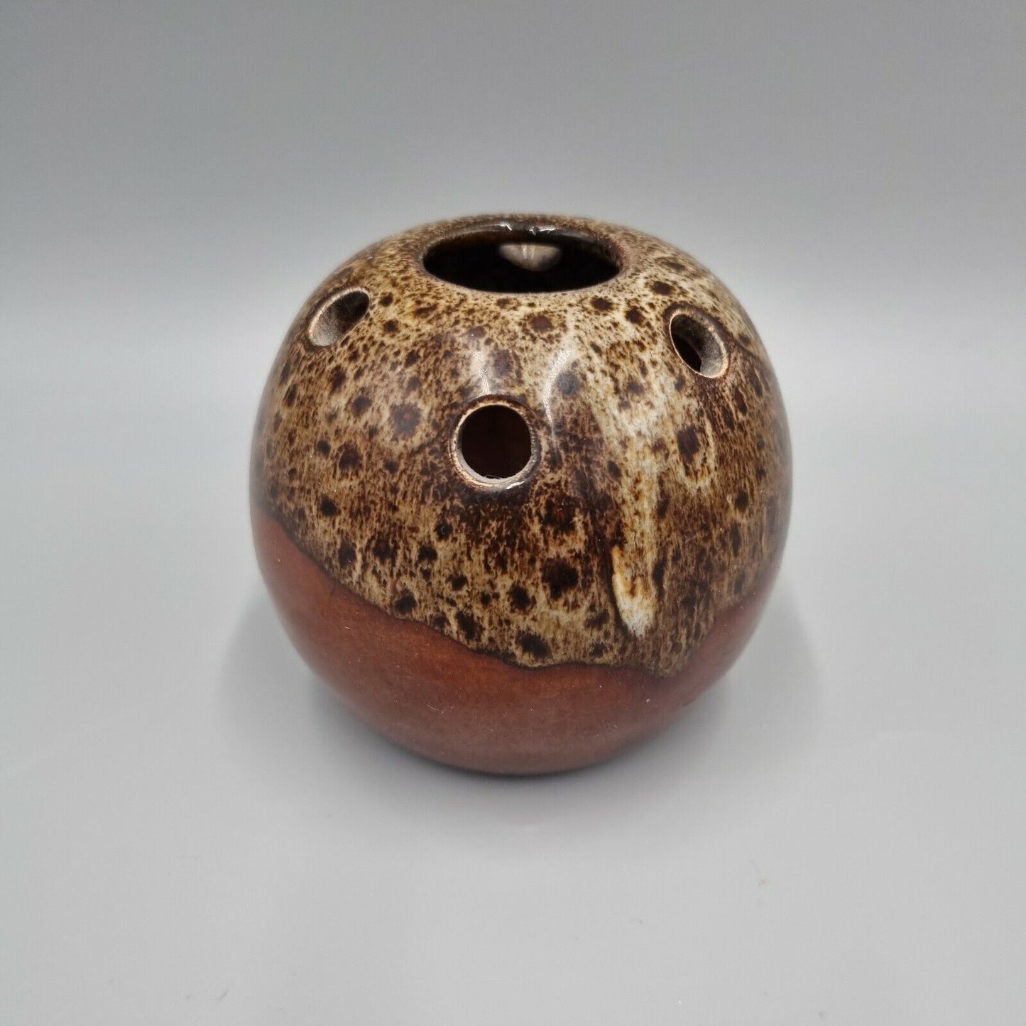 Churston Pottery Devon Posy Vase Brown Mottled Finish