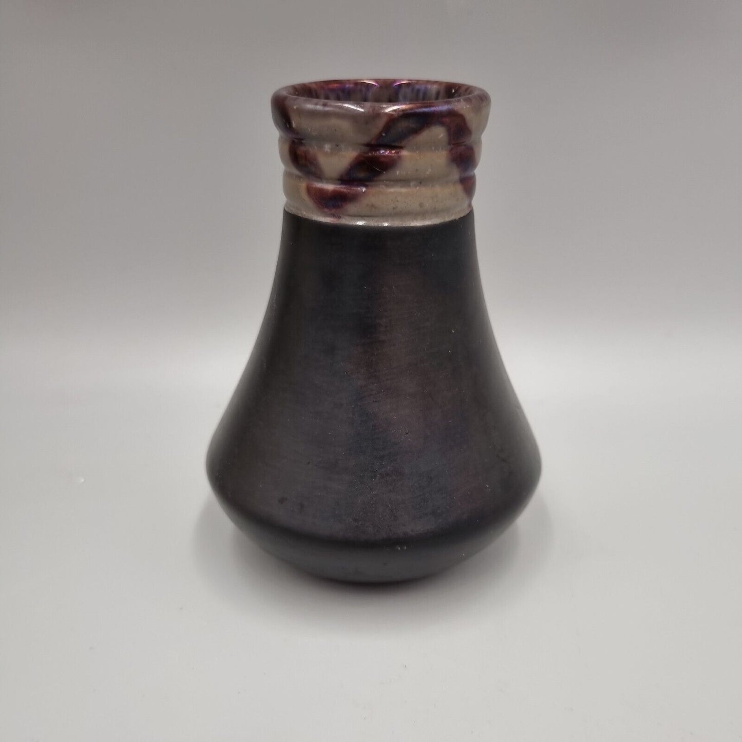 A Black Studio Pottery Conical Vase, Ampersand & Mark To The Base.