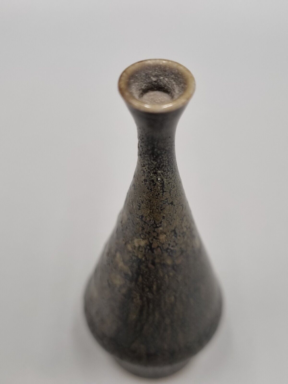 A Hoganas Pottery Swedish Miniature Footed Cone Vase, Scandinavian, MCM.