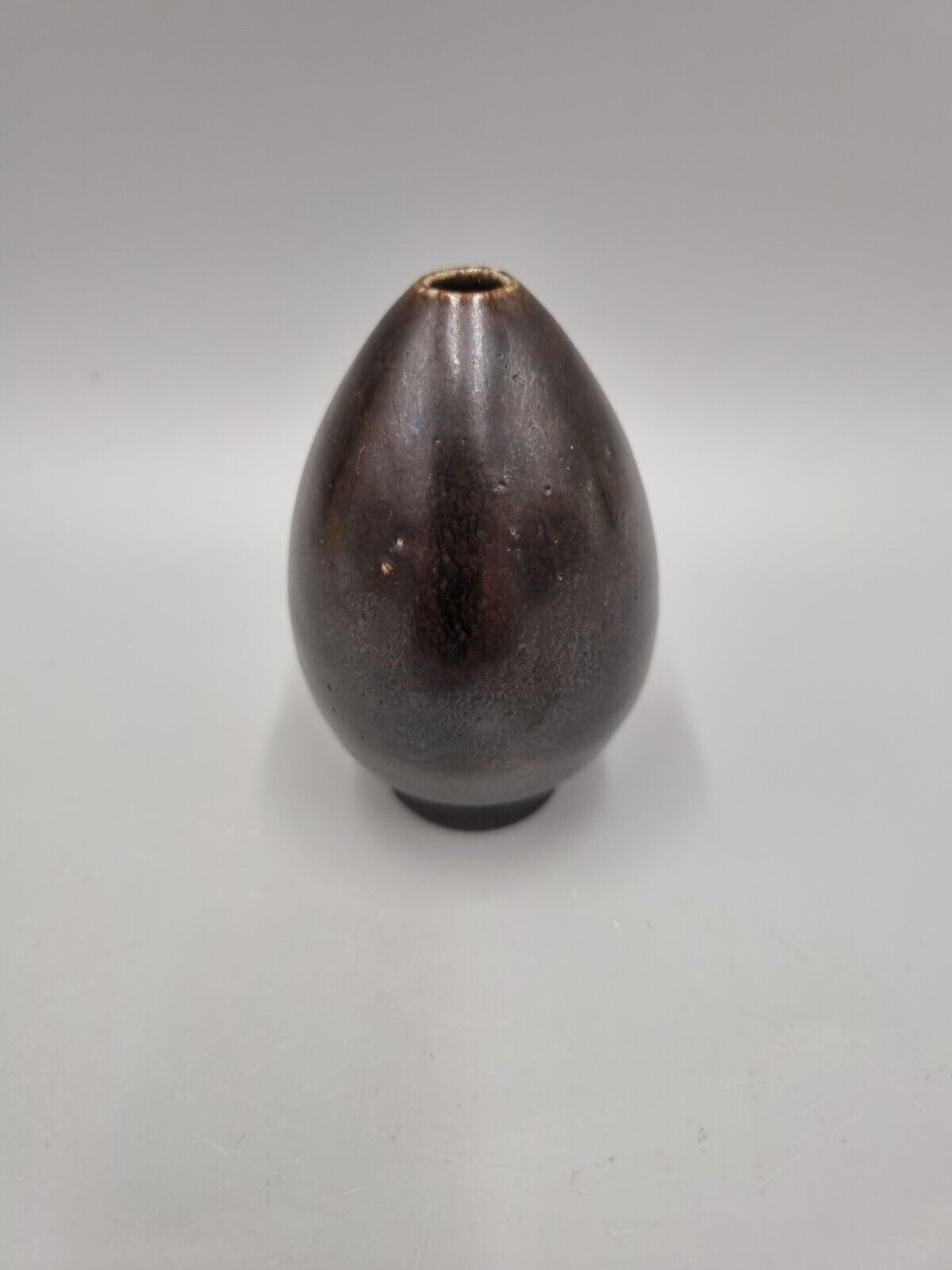 A Hoganas Pottery Swedish Miniature Footed Ovoid Vase, Scandinavian, MCM.