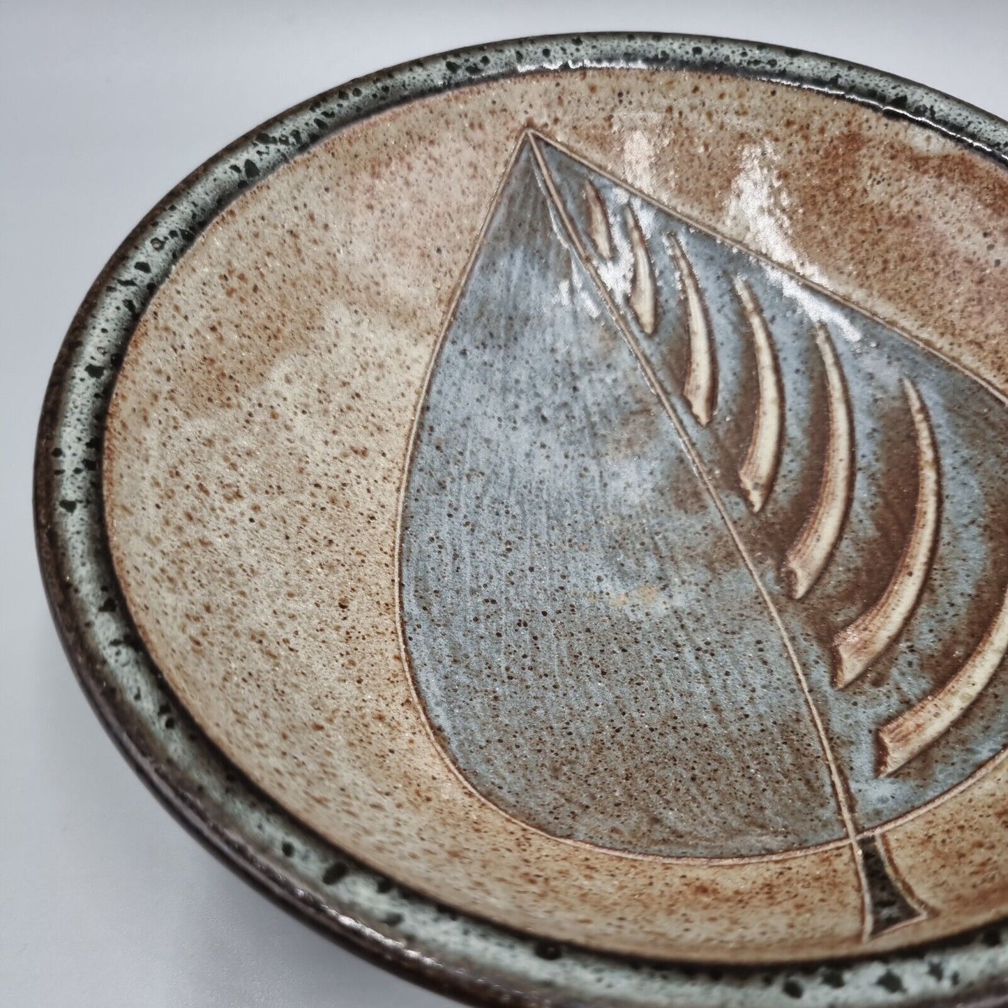 A footed Studio Pottery Hand Decorated Bowl Impressed 'HK', Kathryn Hearn? VGC