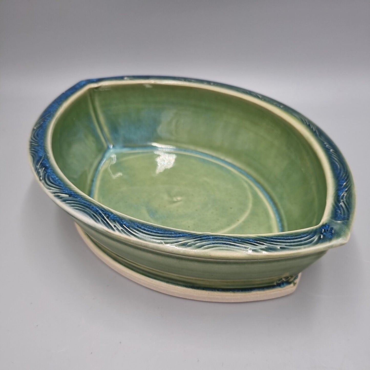 An Arwyn Jones Contemporary Studio Pottery Oval Dish.