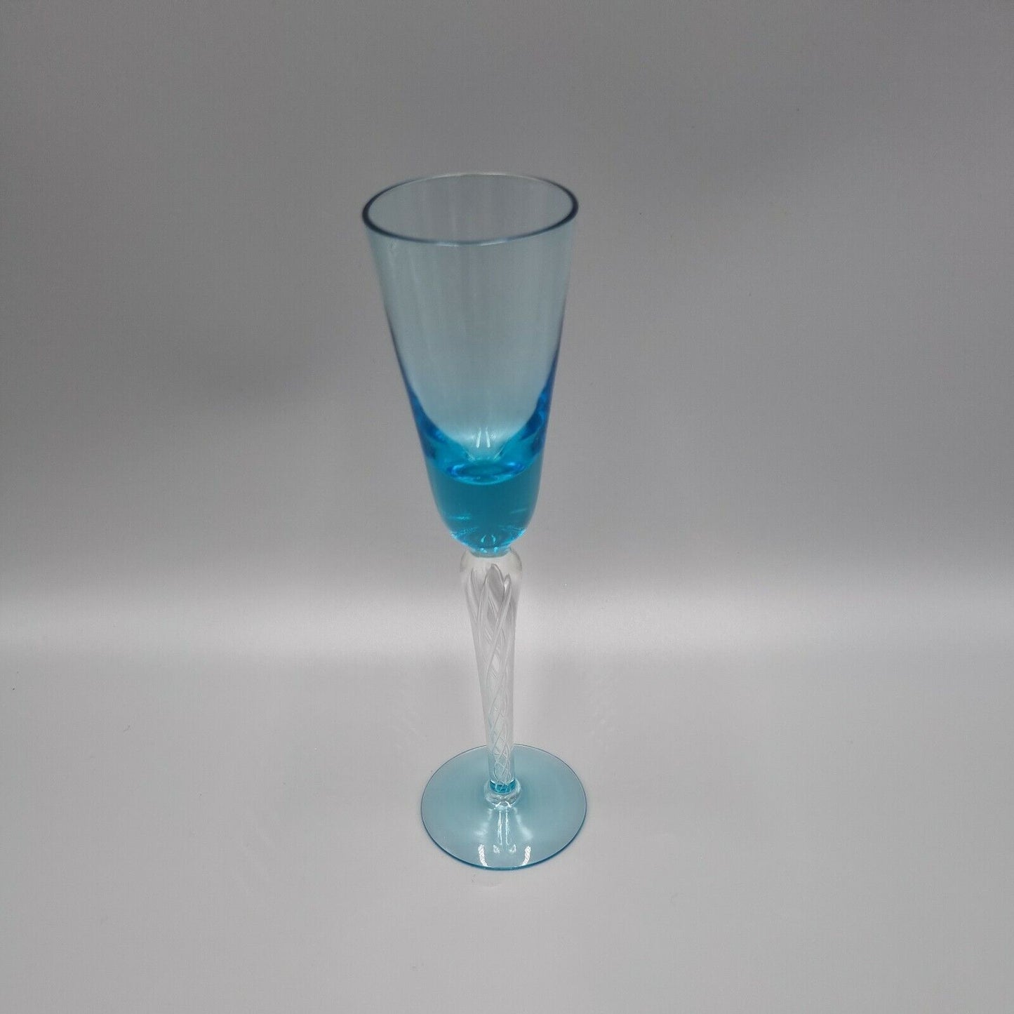 Stuart 'Iona' Air-Twist Ariel Light Blue Glass Cordial / Wine Glass. VGC