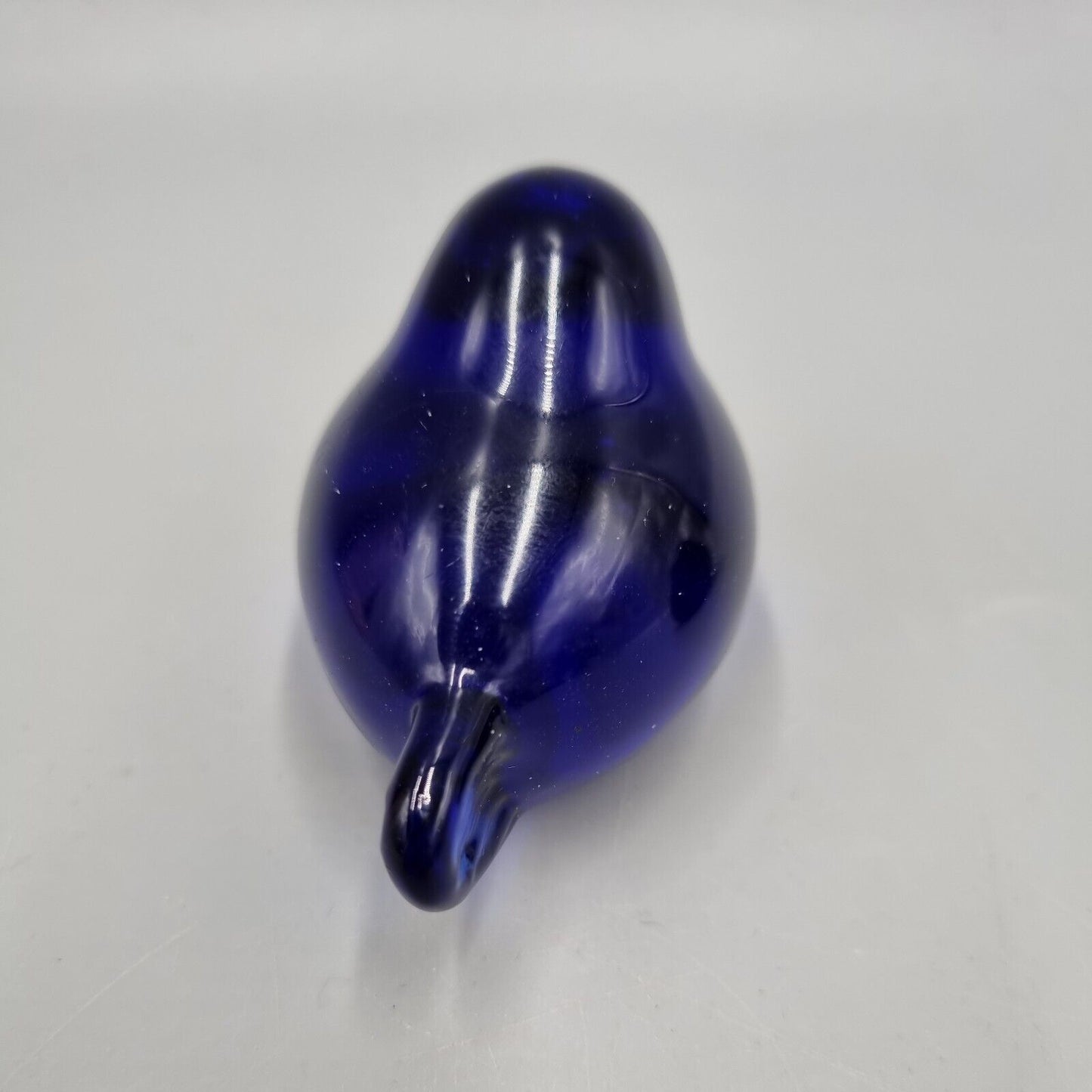 A Pair Of Small Studio Glass Paperweight Cobalt Blue Bird, Reijmyre Style Sweden