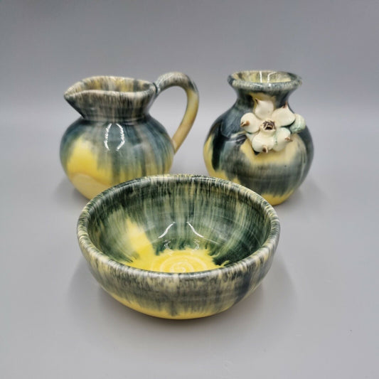 A Trio Of Vintage Ineke Pottery Victoria BC Canada, Jug, Bowl and Vase.