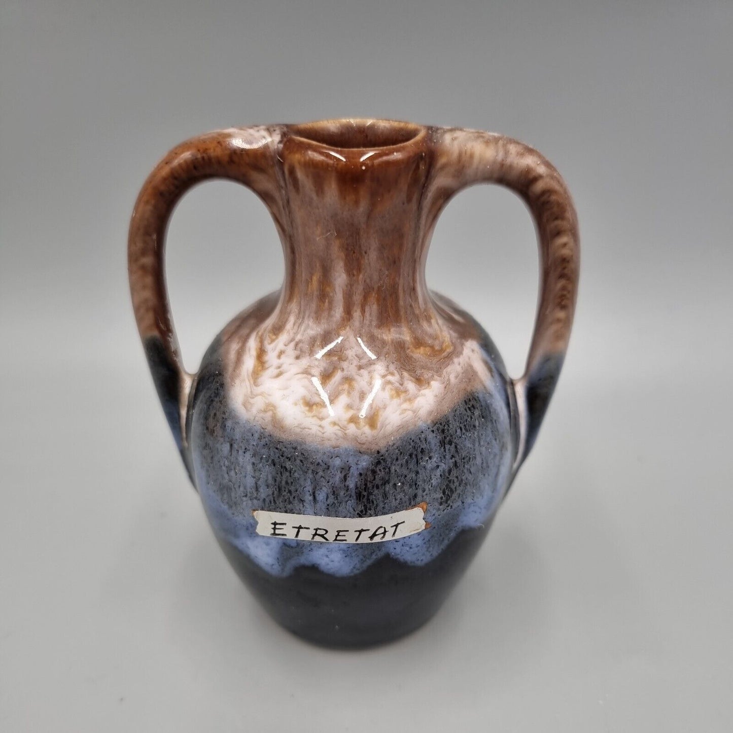 A Studio Pottery Small Twin Handled Vessel / Vase, France 'Etretat'.