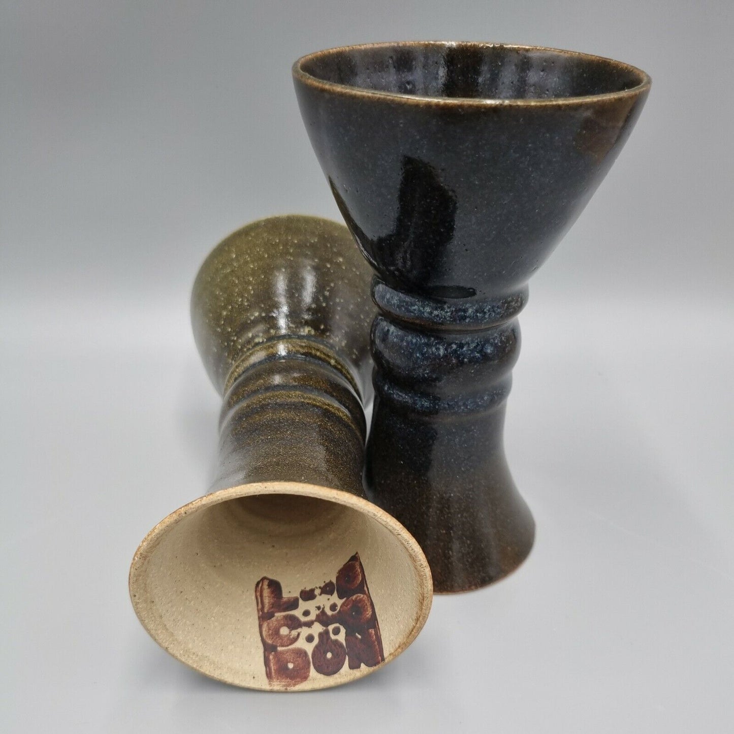 A Pair of Lodden Studio pottery Goblets, H - 15.5cm.