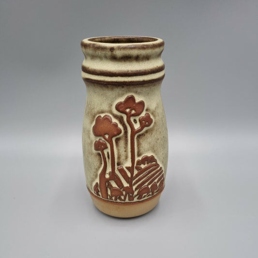 Vintage Tremar Studio Pottery Vase, Embossed Decoration, VGC.