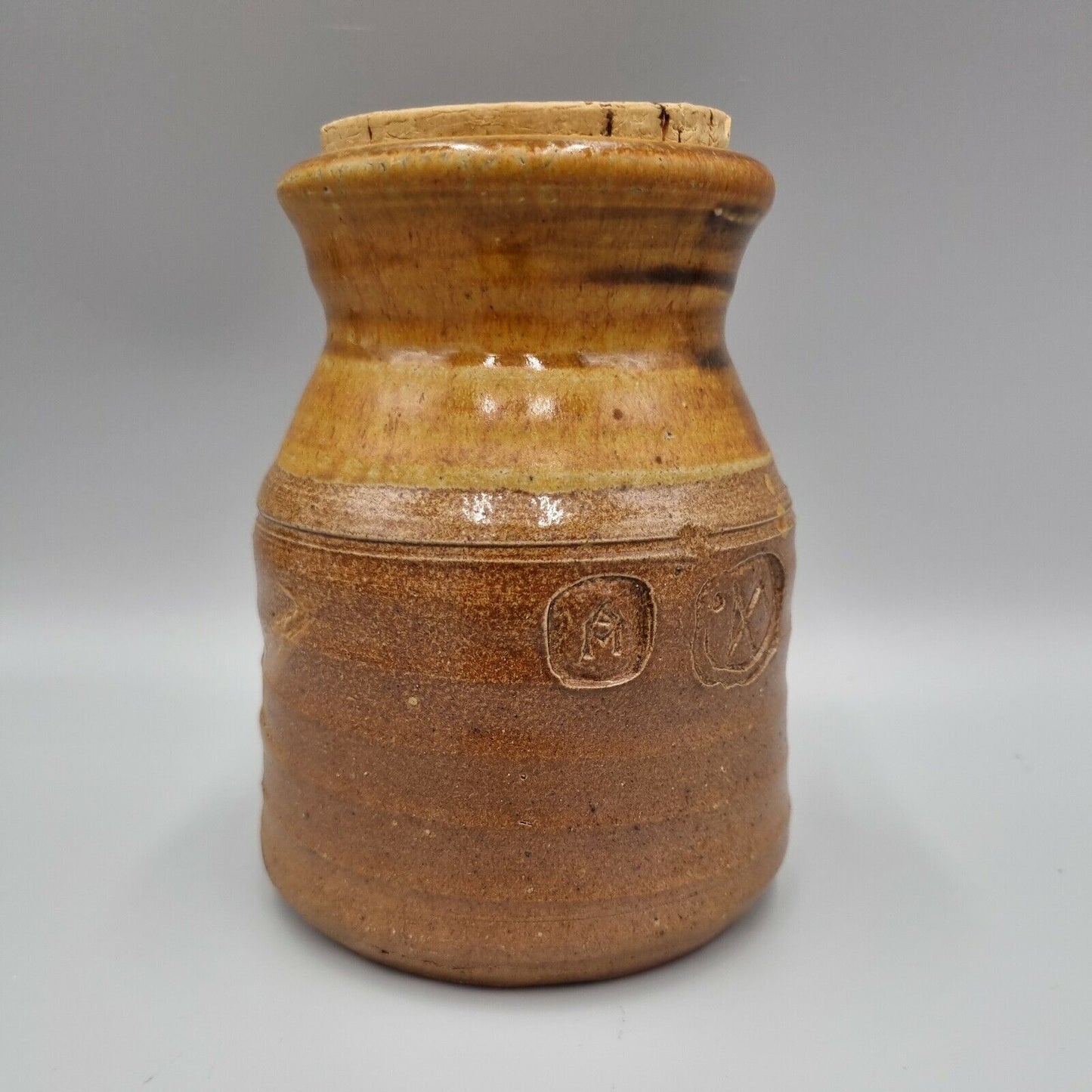 An Anthony Morris Studio Pottery Stoneware Storage Jar (corked). Signed. VGC.