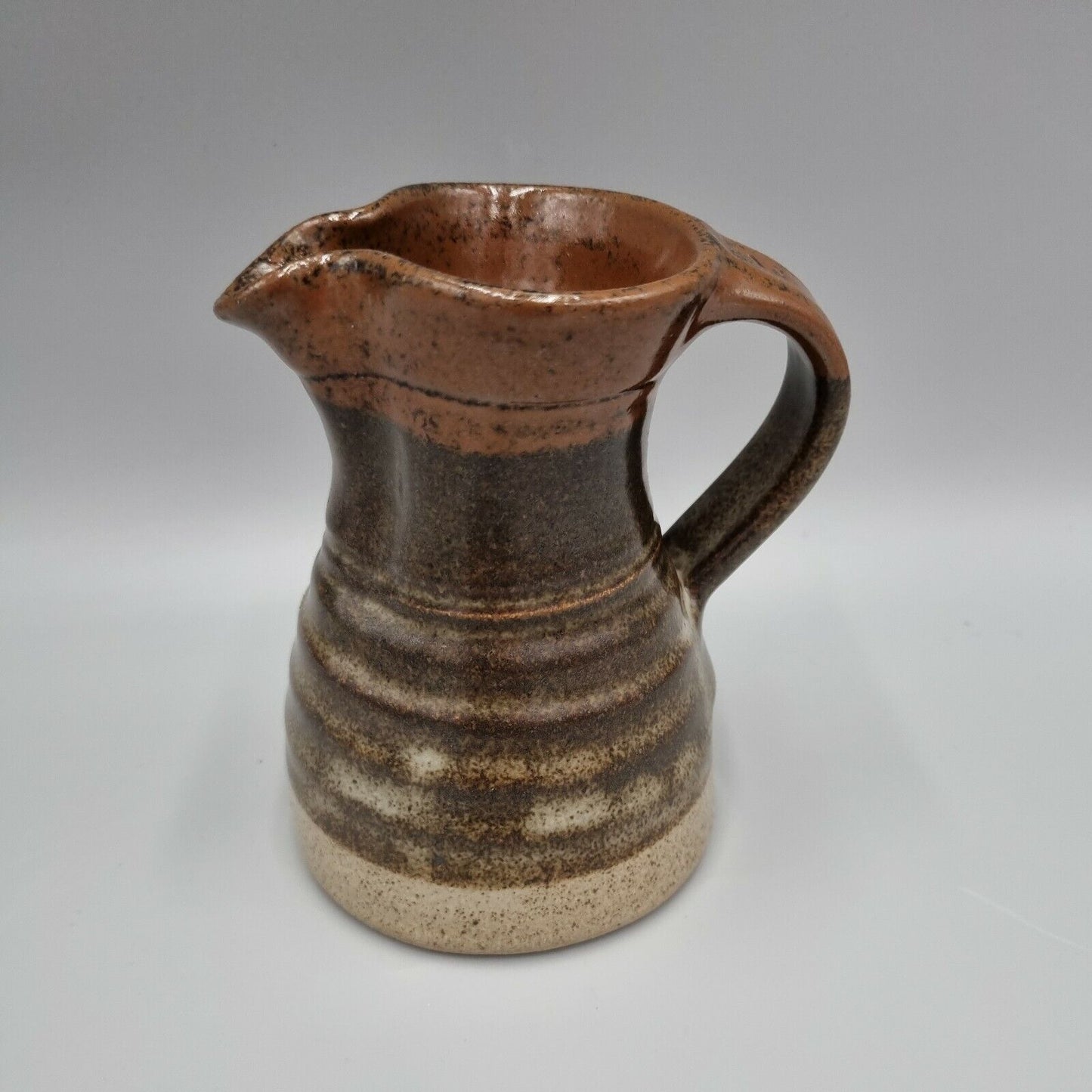 A John Jelfs Studio Pottery Small Banded Stoneware Jug / Pitcher, Swan Mark