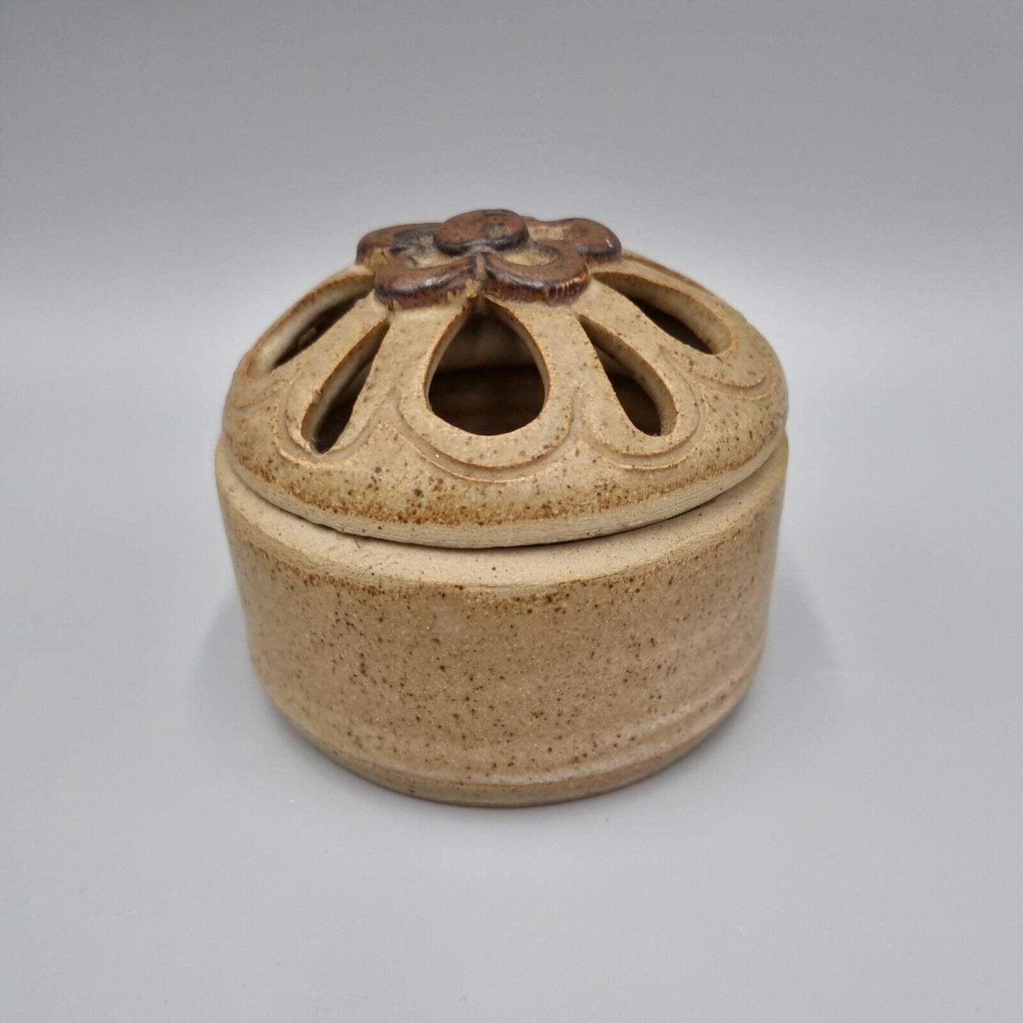 Studio Pottery Small Lidded Potpourri Bowl, Marked 'SM' to the Base.