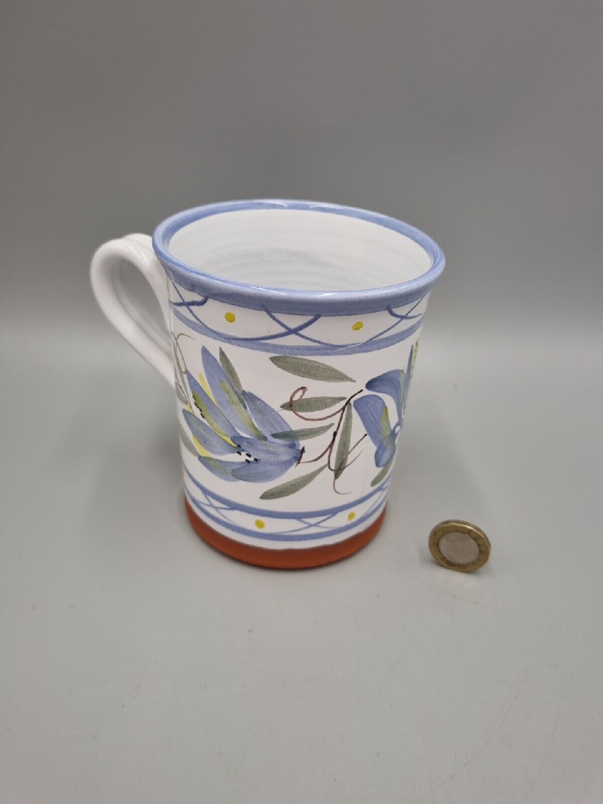 A Large Studio Pottery Mug, Hand Painted, Makers Mark.