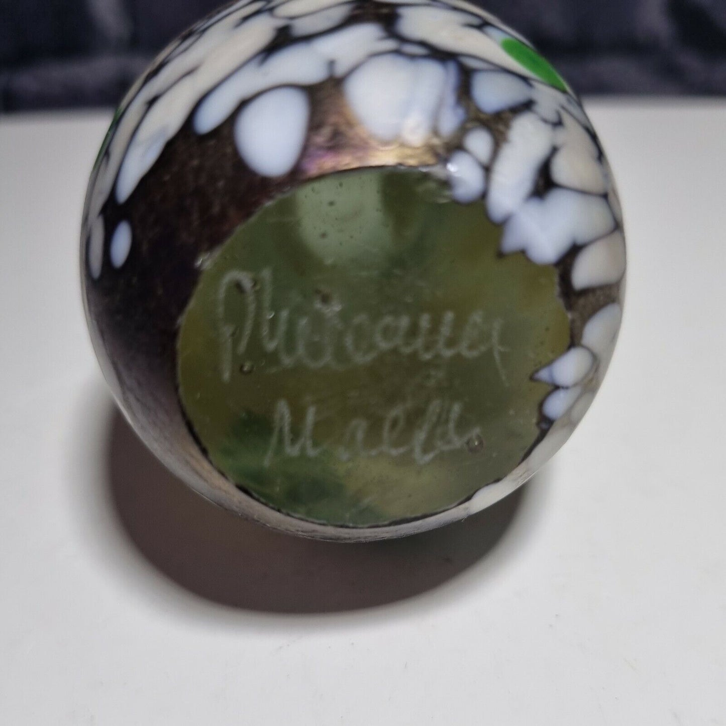 Phoenician Art Glass Malta Paperweight Egg Shaped, hand painted Signed.