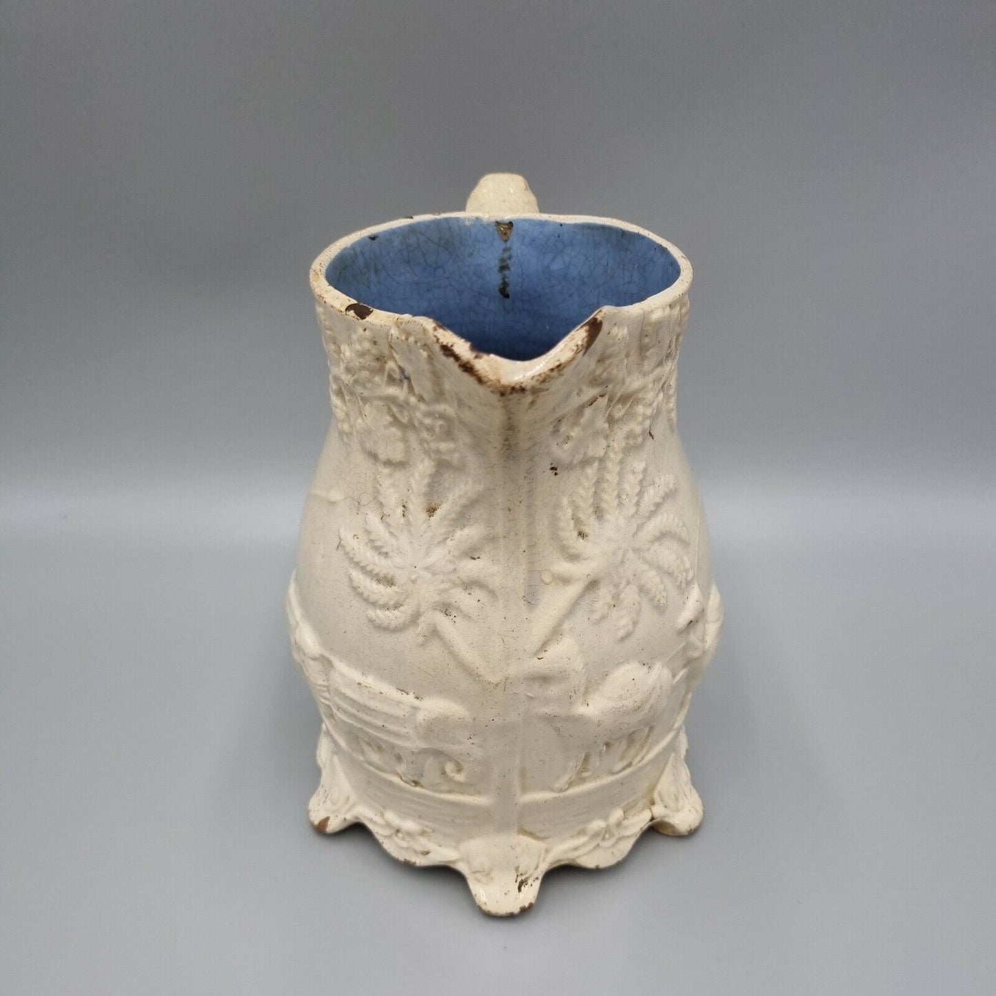 English Moulded Jug With Oriental Decoration, Victorian, 7" tall.