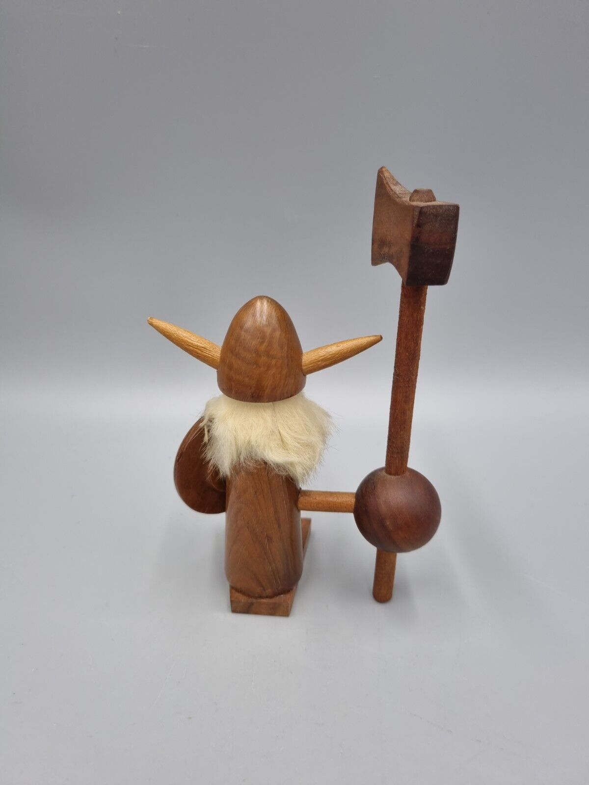 A Vintage Oliv-Art Wooden Stylised Viking Warrior With Axe. Chip Chop...