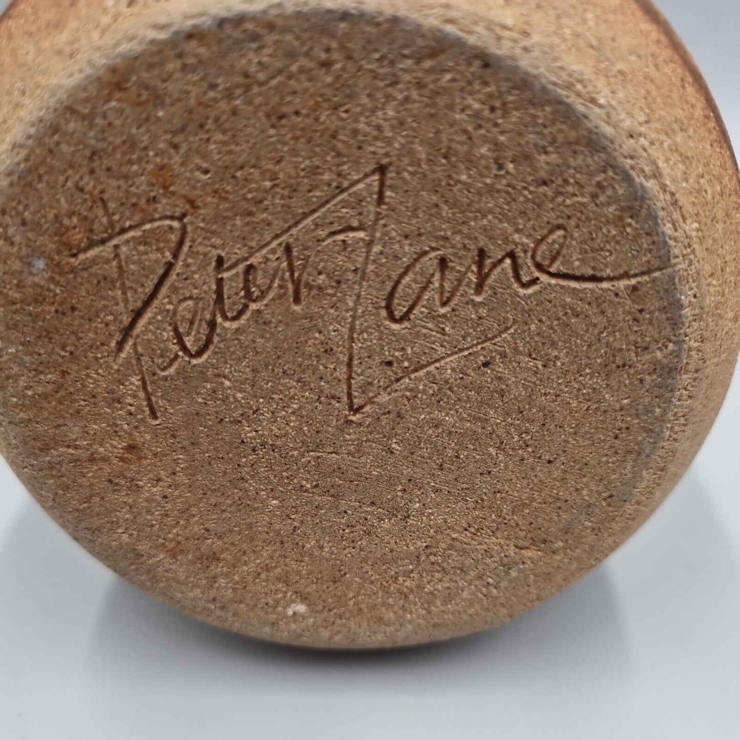 A Peter Lane Studio Pottery Cylinder Vase, Incised Signature, VGC.