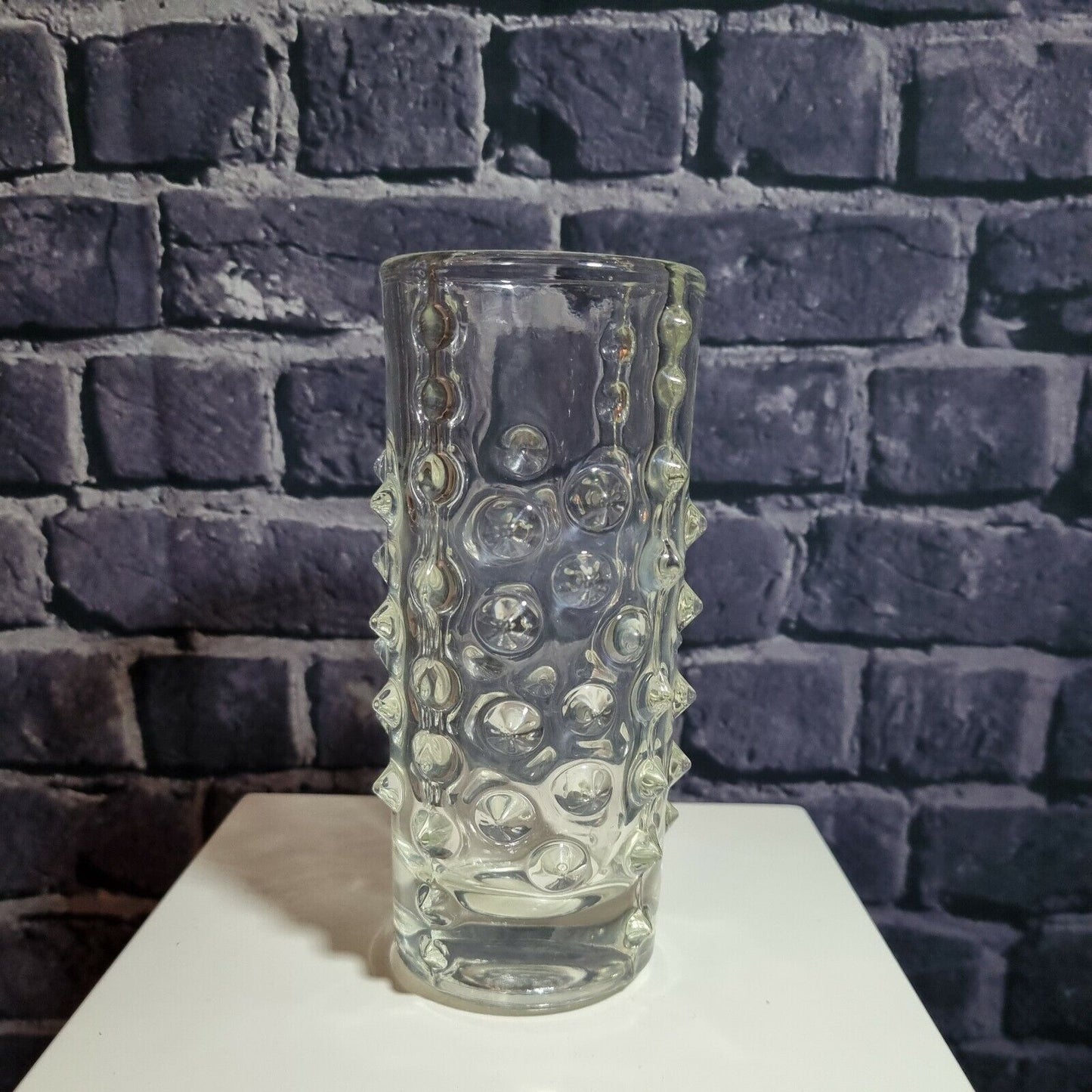 Czech Sklo Union, bobbly hobnail style art glass vase. Pavel Panek, 17cm high.