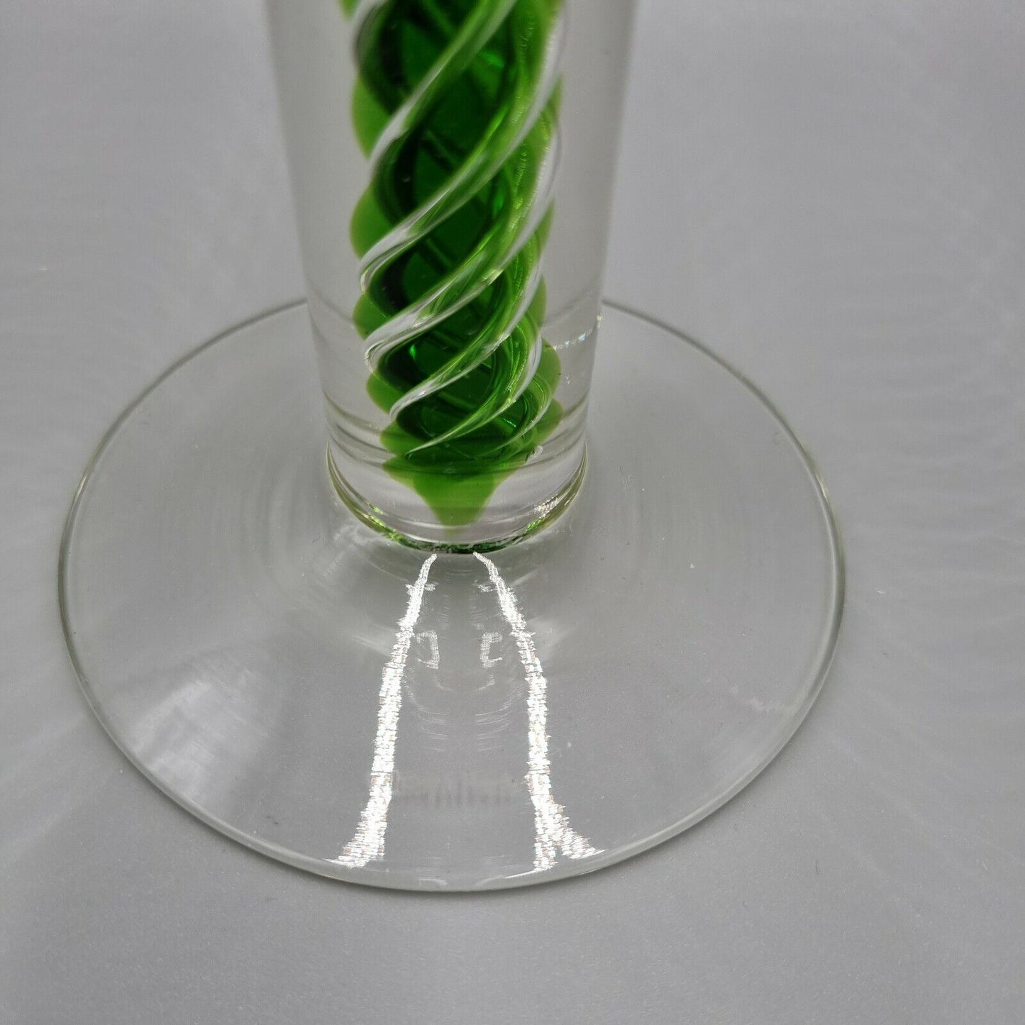 A Villeroy & Boch 'TOSCA' Green Spiral Glass - Tall Candle Stick Holder H - 22cm