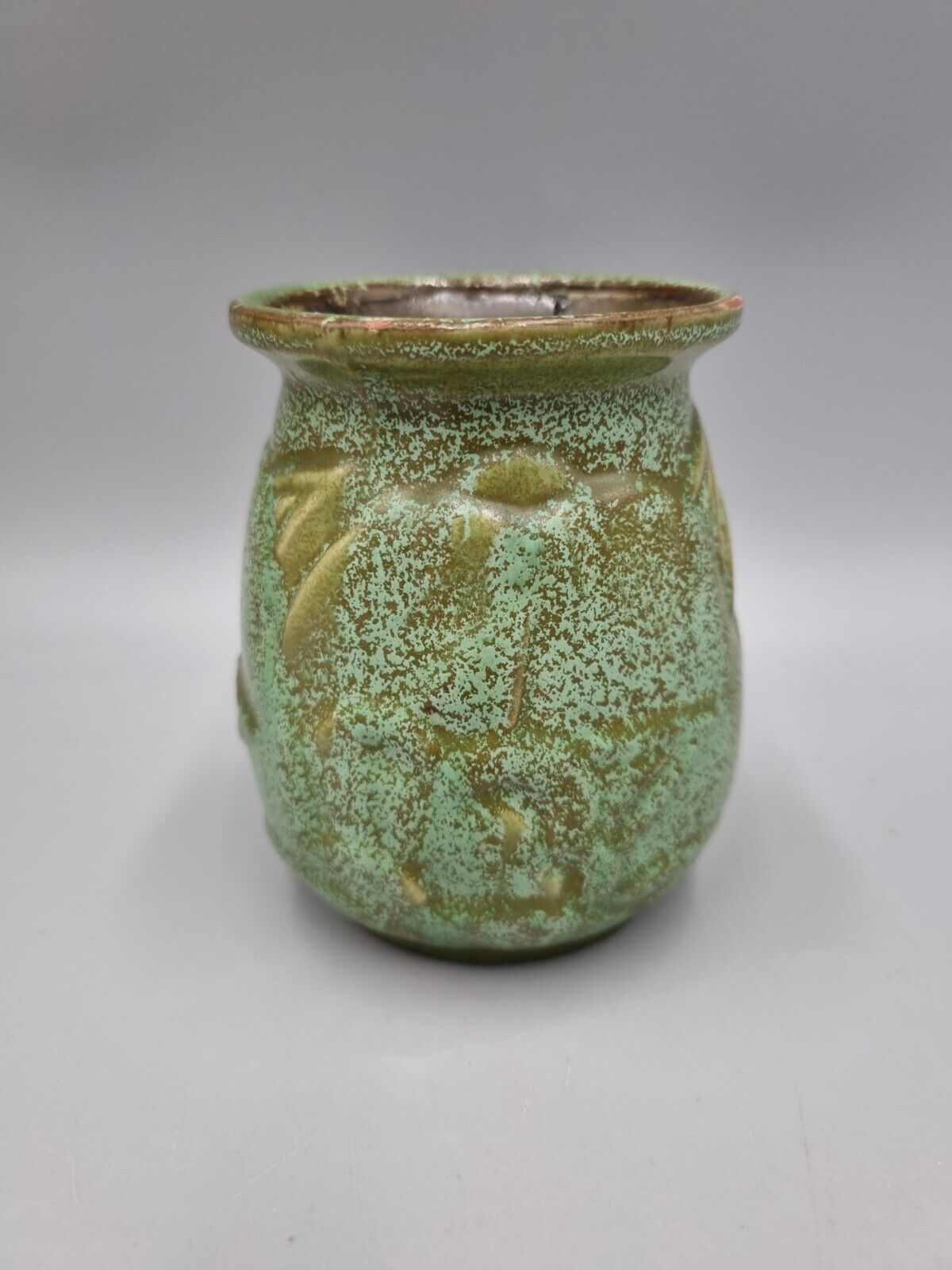 Vintage Moulded Green Vase with Impressed Stamp To Base.