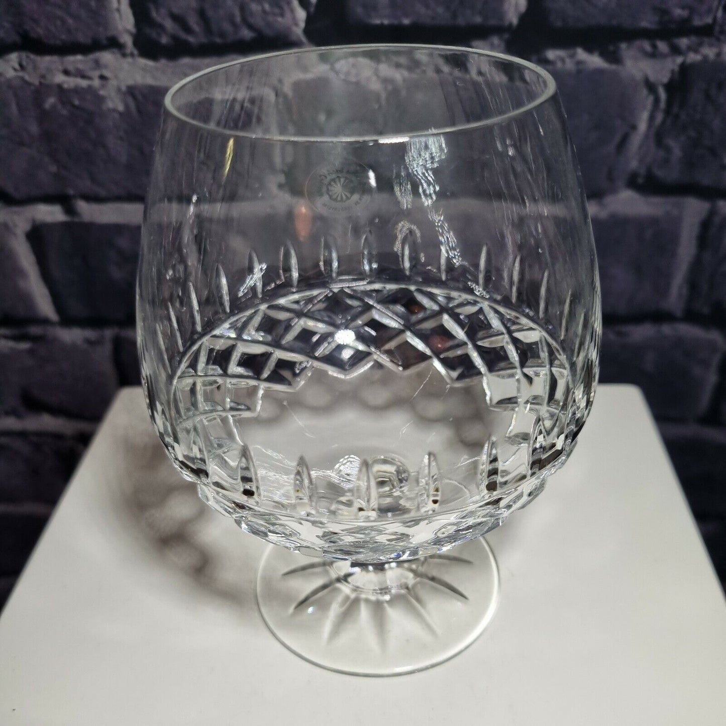 Galway Irish Crystal Brandy Glass Diamond Pattern H-13cm, VGC.