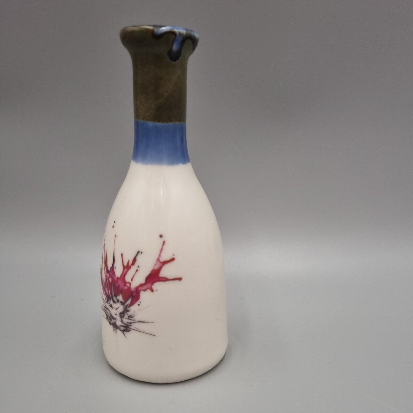 A Rachel Leary Porcelain Studio Pottery Bottle Milk Thistle Vase, VGC.