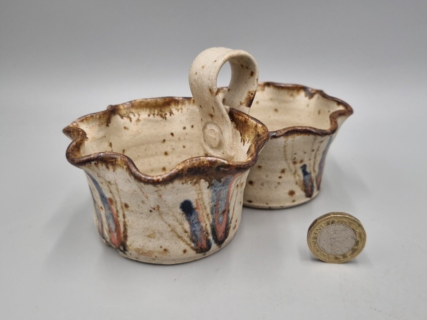 A Stuart Duncan Studio Pottery Double Dish, Bickleigh Hill, Devon.