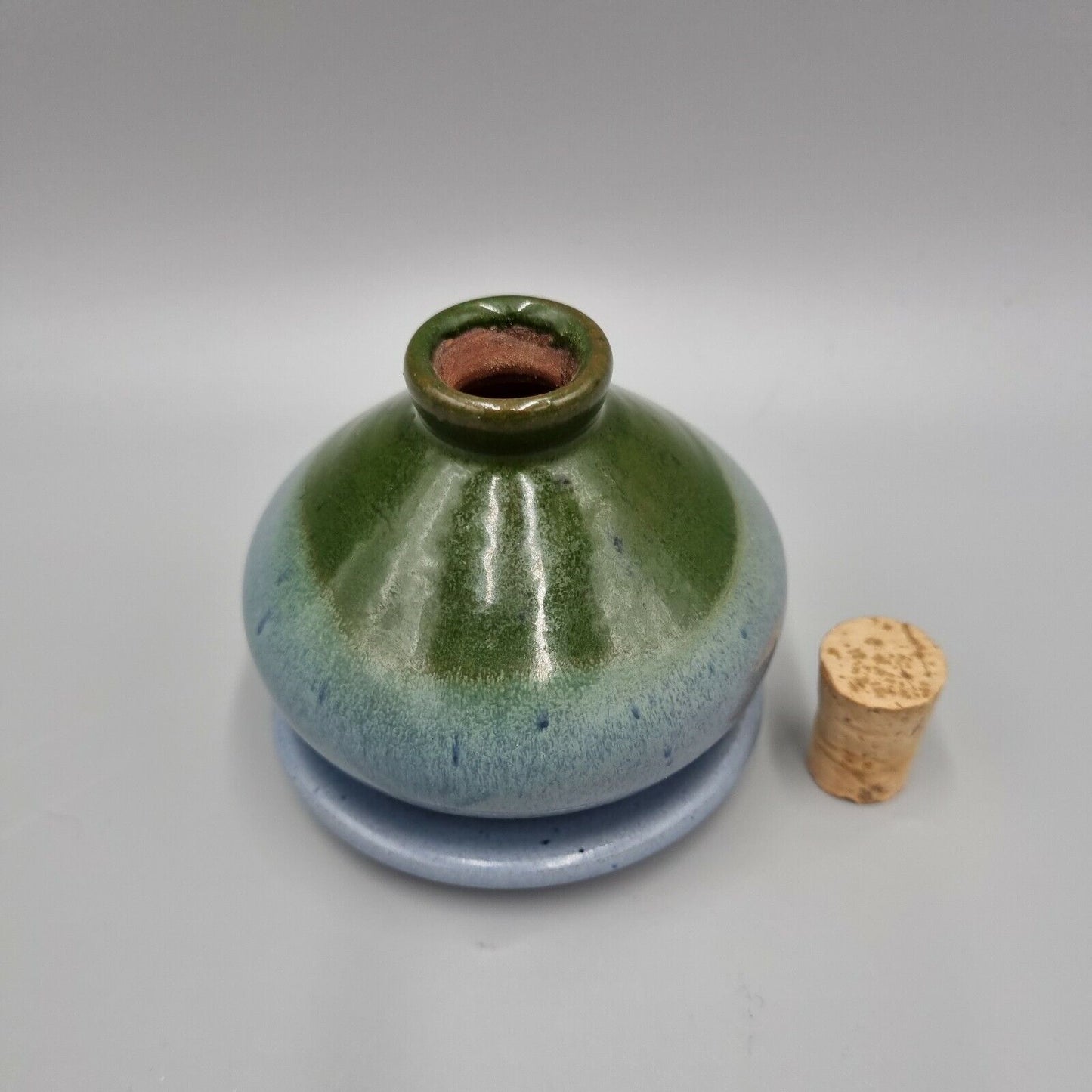 A Studio Pottery Bulb Pot / Vase And Dish, Unmarked, Very Good Condition.