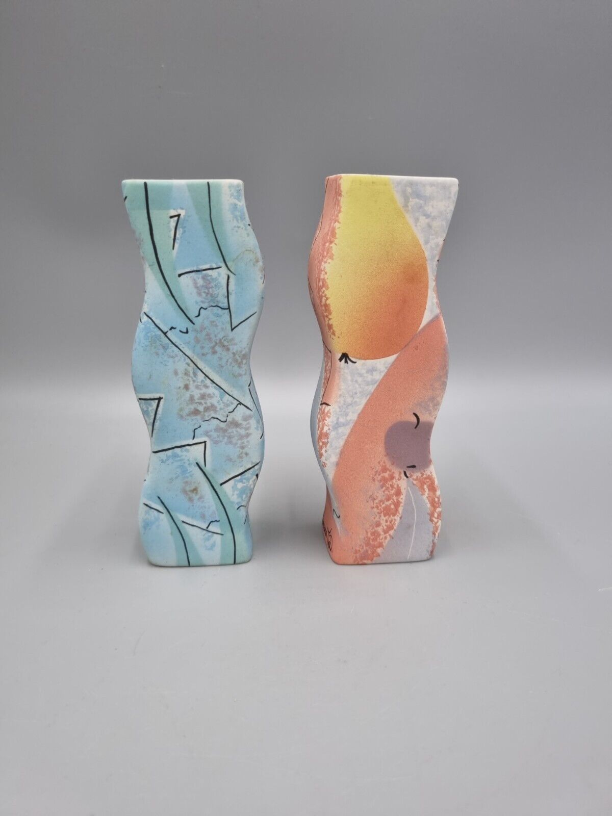 A Pair Of Vanessa Tuck Studio Pottery Vases, Signed, Matte Finish.