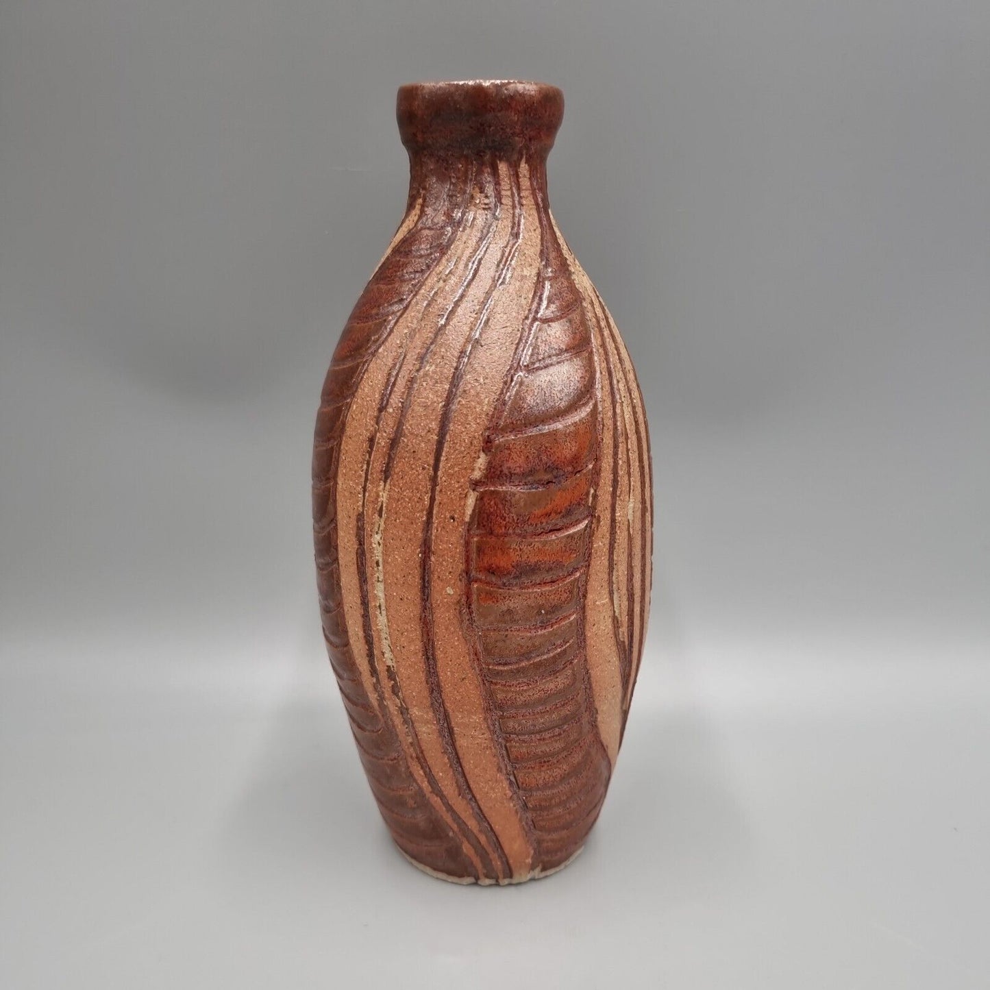 A Studio Pottery Bottle Vase, Impressed Two Hands 'AC' Makers Mark. VGC.