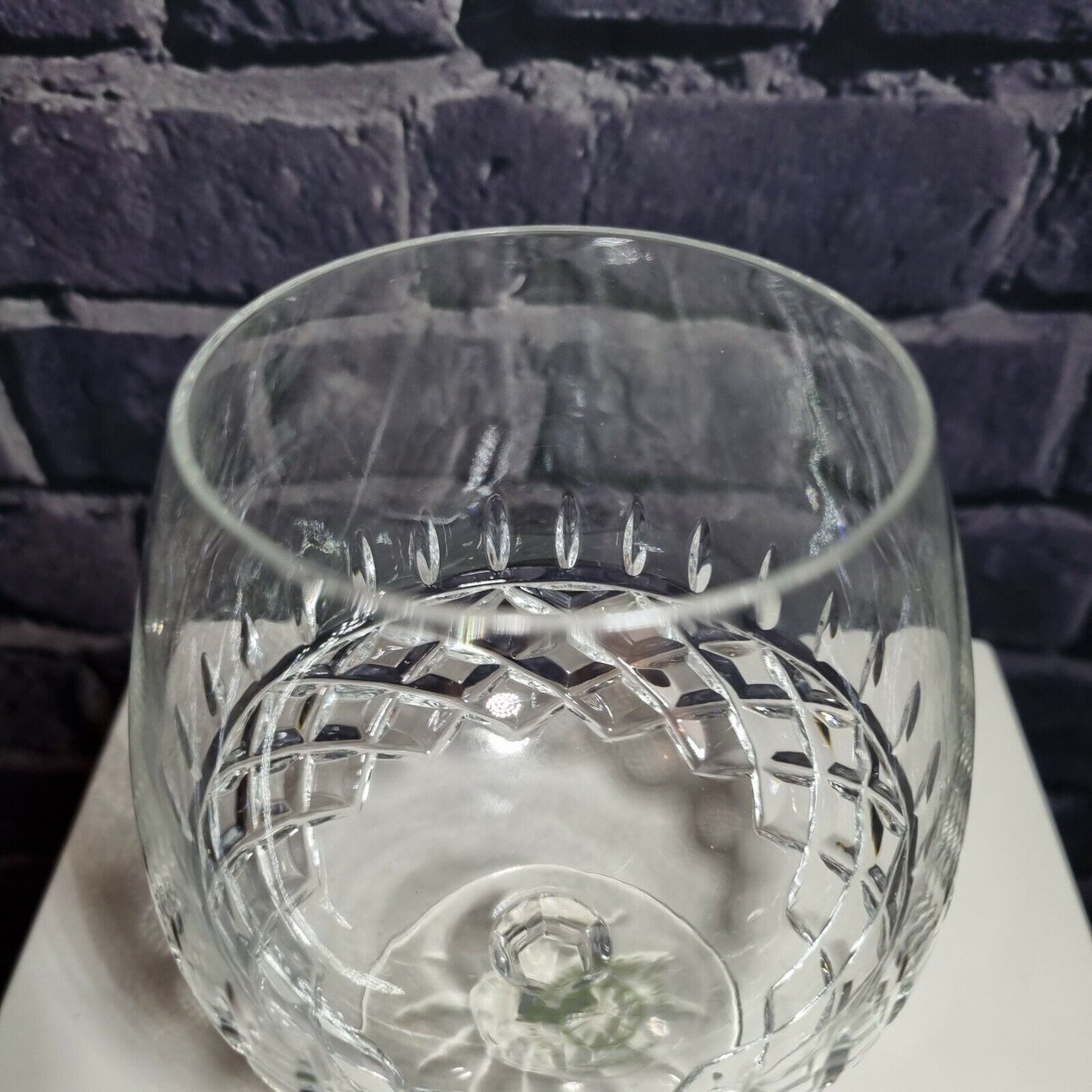 Galway Irish Crystal Brandy Glass Diamond Pattern H-13cm, VGC.