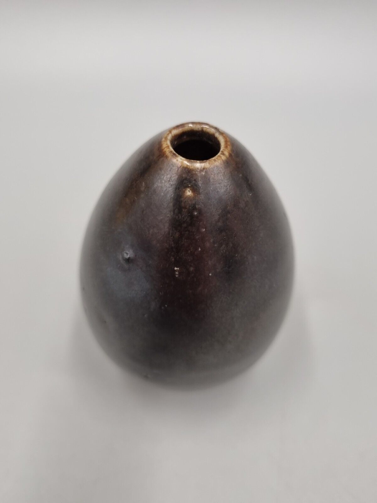 A Hoganas Pottery Swedish Miniature Footed Ovoid Vase, Scandinavian, MCM.