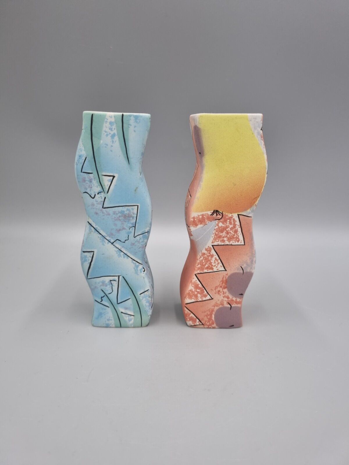 A Pair Of Vanessa Tuck Studio Pottery Vases, Signed, Matte Finish.