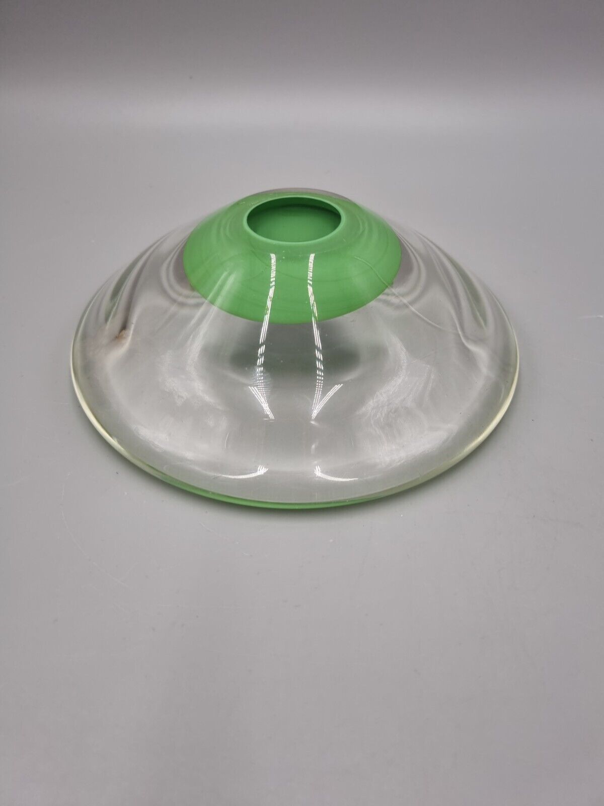 A Studio Art Glass Bowl, Green Disc, Unmarked.