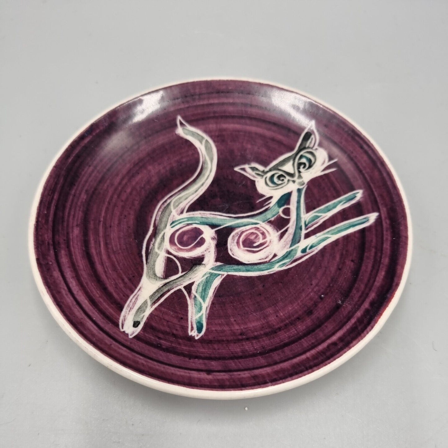 A Jo Lester Isle Of Wight Pottery, 1950s - 1970s, Cat Pin Dish, VGC.