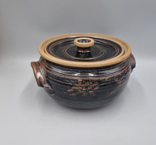 A Large Studio Pottery Lidded Casserole Dish By John Lomas.