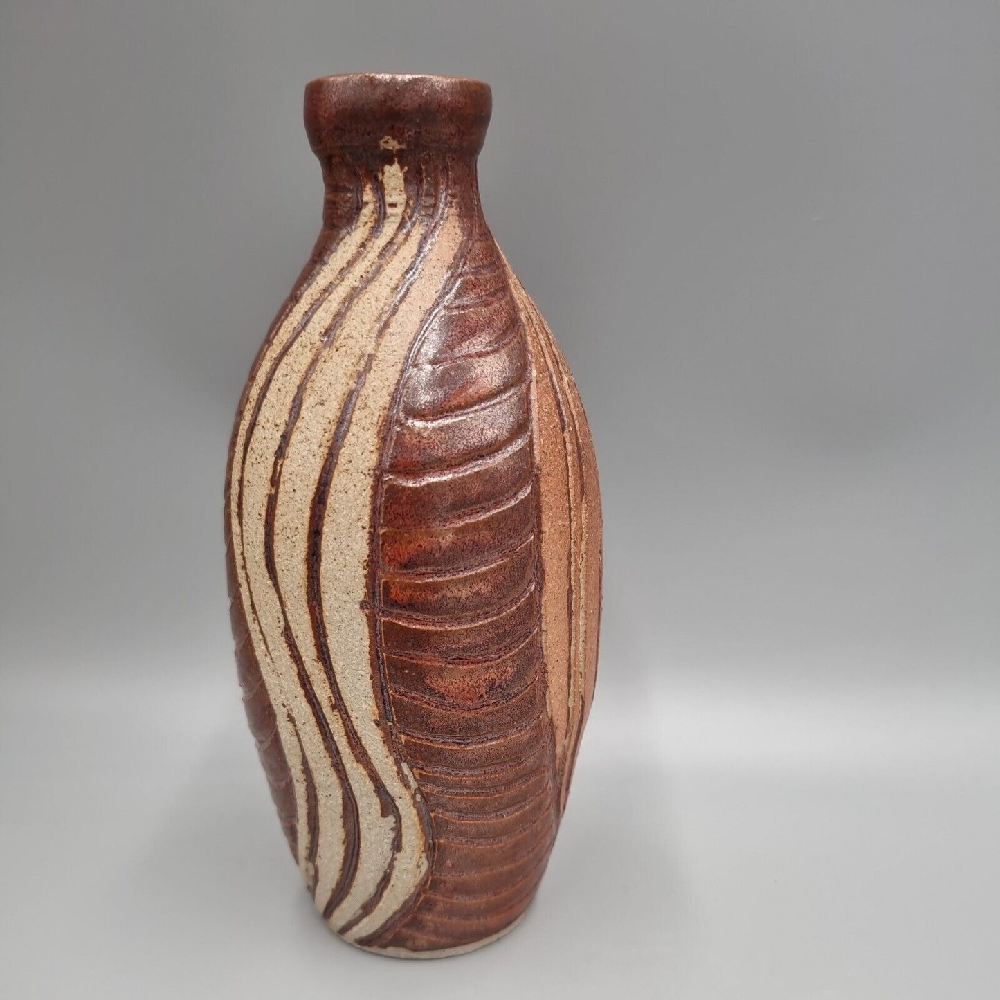 A Studio Pottery Bottle Vase, Impressed Two Hands 'AC' Makers Mark. VGC.