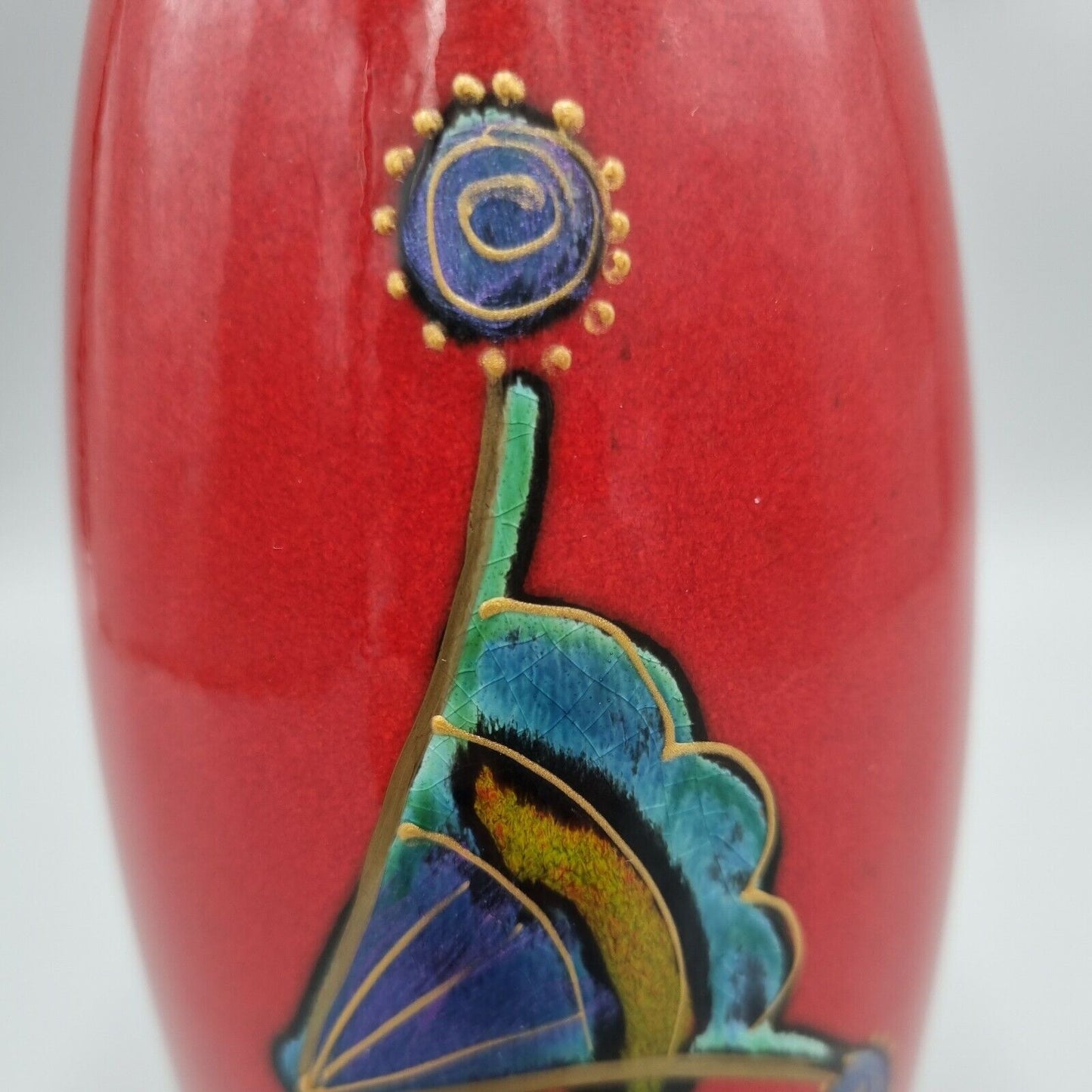 An Anita Harris Hand-painted Vase - Signed in Gold to Base - 17cm high. VGC.