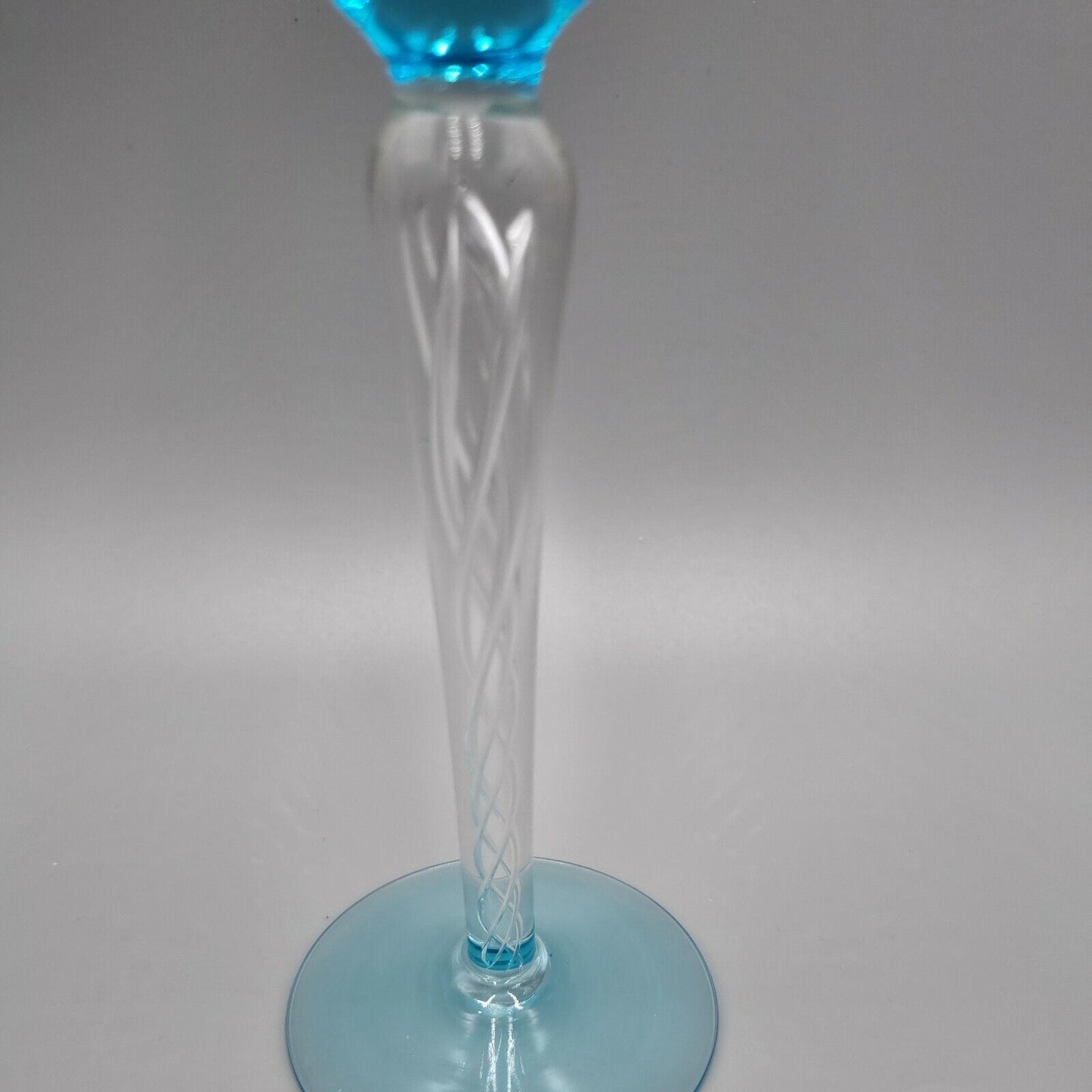 Stuart 'Iona' Air-Twist Ariel Light Blue Glass Cordial / Wine Glass. VGC