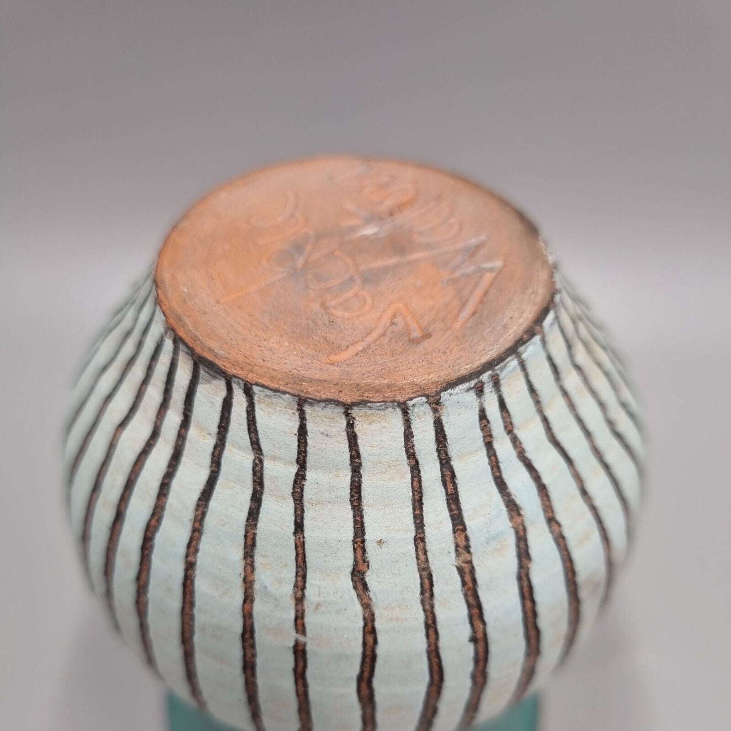 A Jackie Walton Studio Pottery Vase with Flared Mouth, Incised To Base.