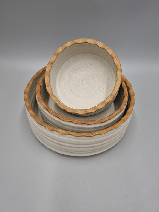 A Set Of 3 Studio Pottery Standard Ware Bowls By James Morrison.