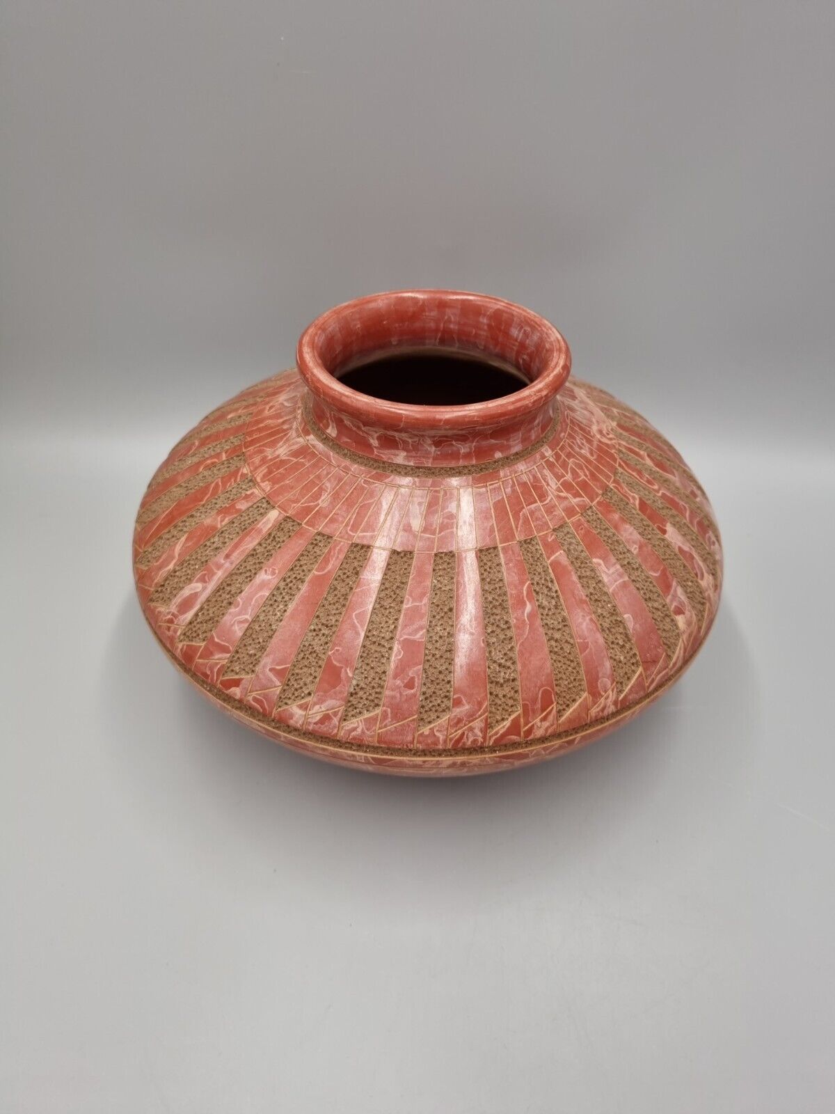 A Nicaraguan Art Pottery Carved Large Earthenware Vase By Paula Gutierrez.