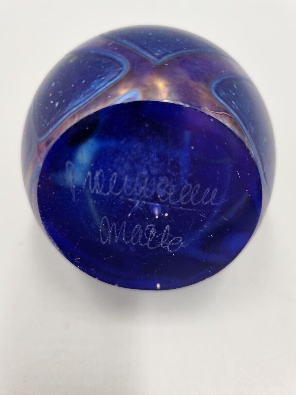 A Phoenician Art Glass Malta Paperweight Sphere Shaped, Signed To Base.