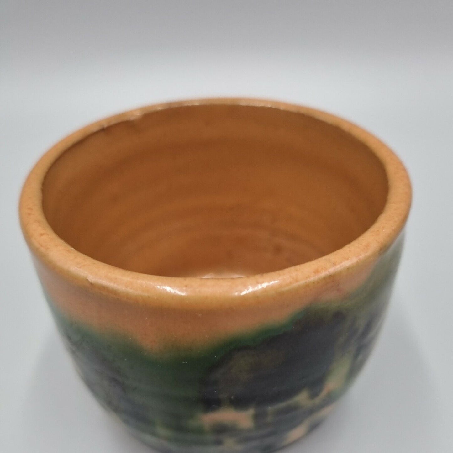 A Small Decorated Studio Pottery Cylinder Bowl, Abstract. VGC.