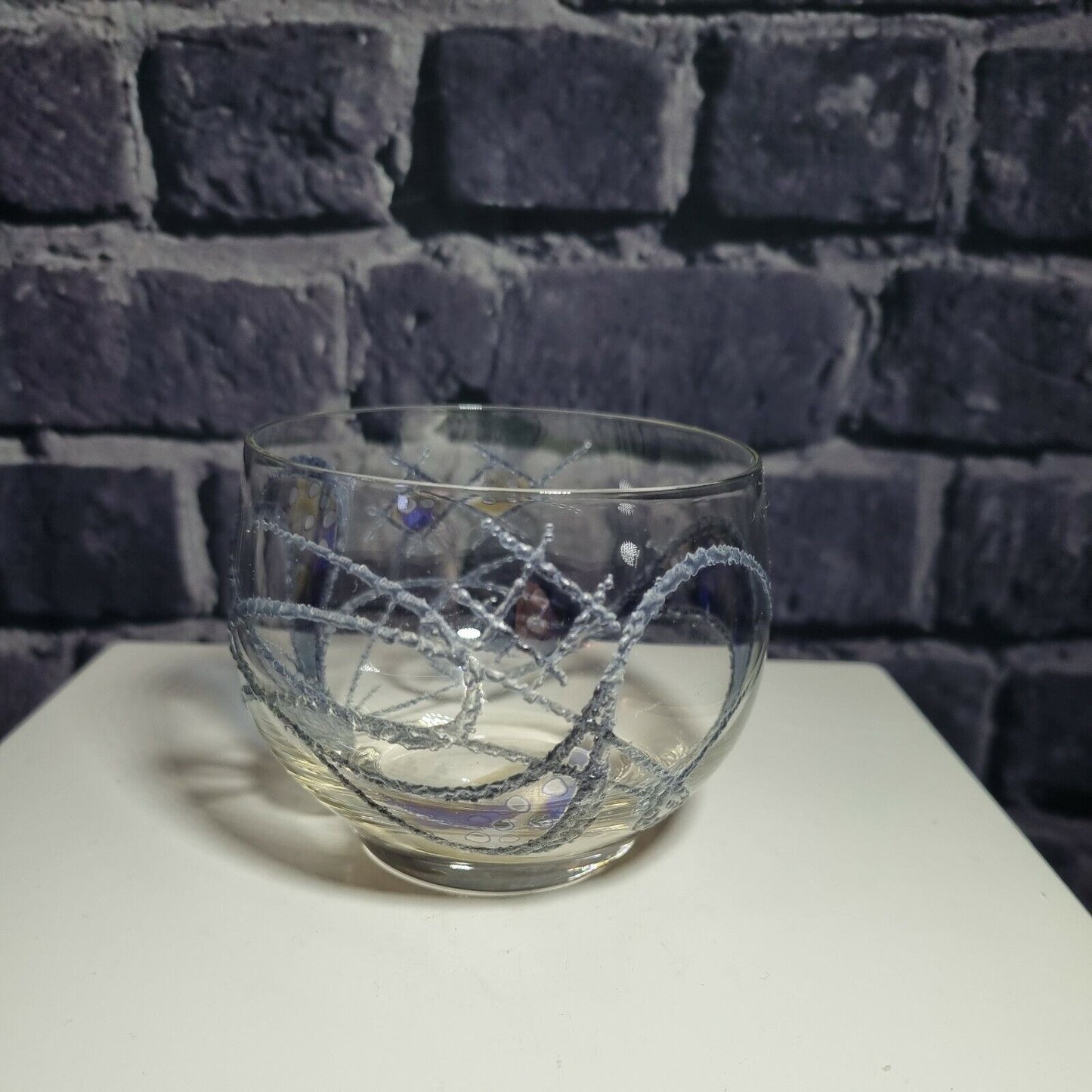 Dansk Glas Kunst, small handmade decorative arr glass bowl, by Poulsen, Denmark.